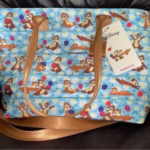 Disney x Harveys Light Blue Chip 'n' Dale Quilted Tote with Gold Straps